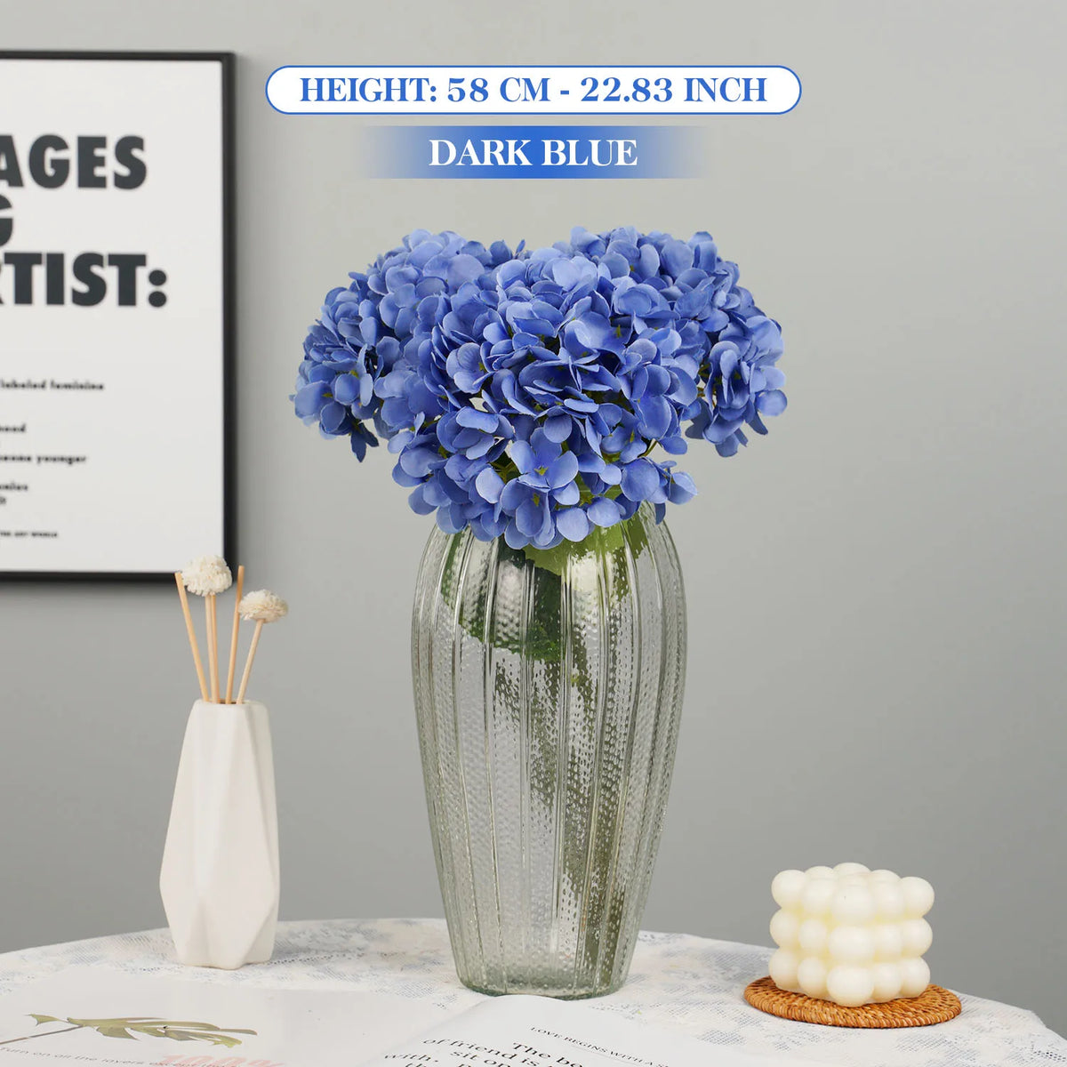 Artificial silk hydrangea bouquet for decoration and events - vue 8 sur 19