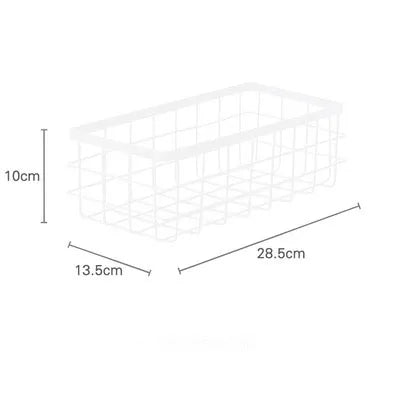 Metal Storage Basket, Black and White, Office Desktop, Cosmetic Sorting Baskets, Kitchen Seasoning Jar Organizer, Iron Box - vue 11 sur 10