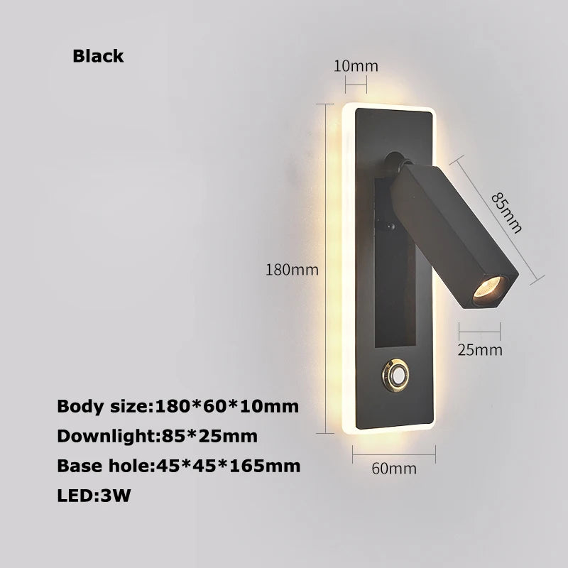 Rotating led wall light with switch for reading - vue 20 sur 23