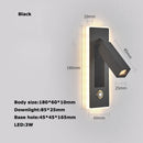 Rotating LED wall light with switch for reading