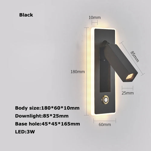 Rotating LED wall light with switch for reading - vue 18 sur 23