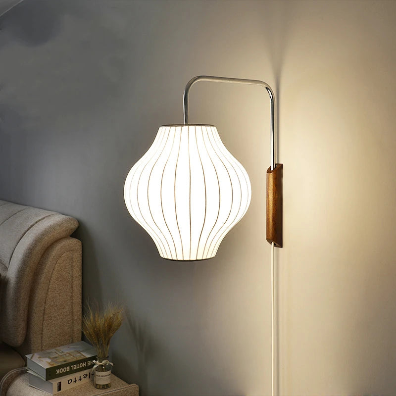 Modern Nelson Ball silk fabric wall light for hotel - vue 3 sur 10