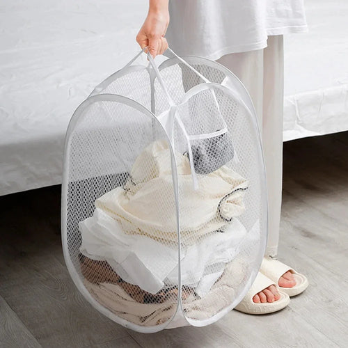 foldable laundry basket ventilated large capacity portable - vue 4 sur 7