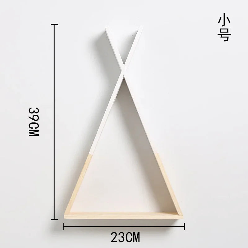 Triangle Wooden Shelf for Wall Decoration, Decorative Crafts, Storage Holder, Living Room, Kids Room - vue 8 sur 10