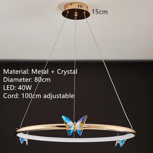 suspension led anneau d'or avec motif papillon - vue 19 sur 20