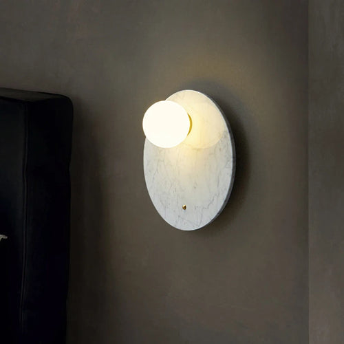 Green marble LED wall light for living room, bedside or hallway - vue 5 sur 8