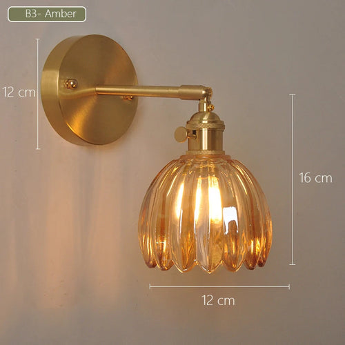 Retro Japanese floral glass wall light modern and chic design - vue 8 sur 18