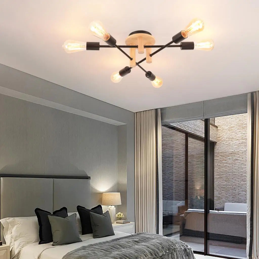 Modern wooden chandelier for indoor decoration - vue 3 sur 9