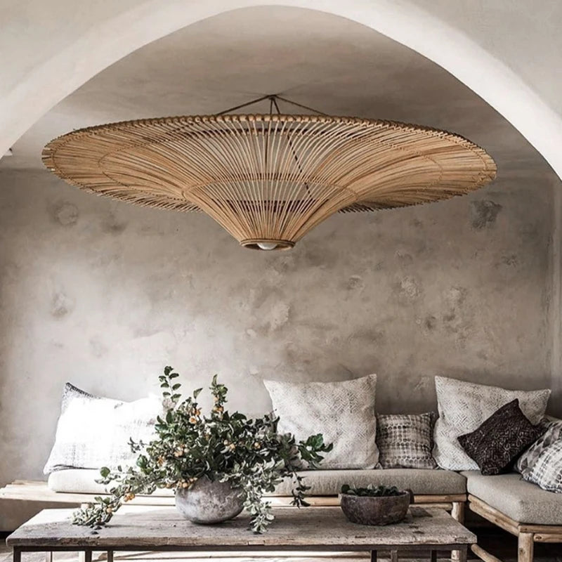 Modern nordic rattan umbrella chandelier