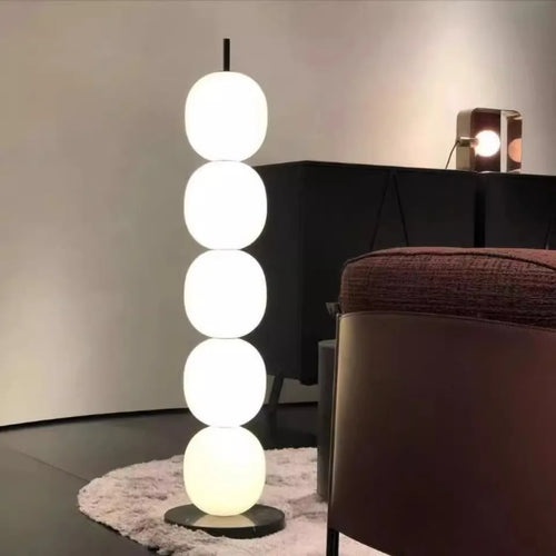 Mainkai Nordic gourd string floor lamp with white glass shade - vue 2 sur 8