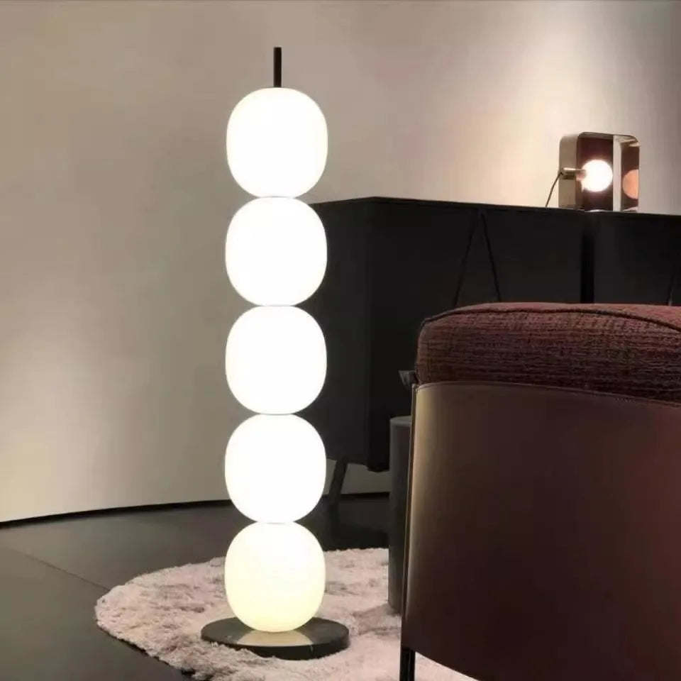 Mainkai Nordic gourd string floor lamp with white glass shade
