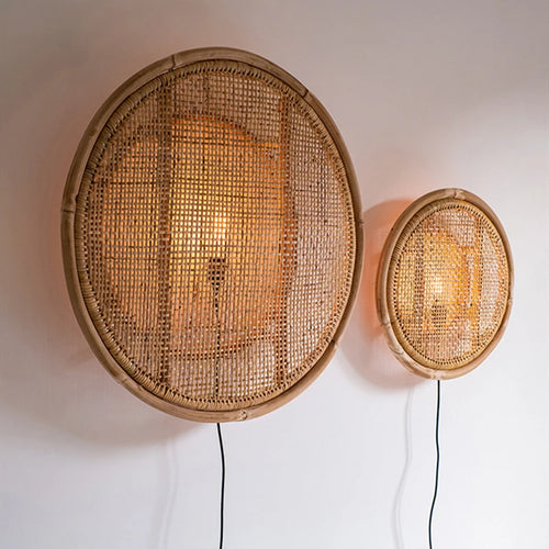 Rattan and Japanese bamboo wood wall lamp - vue 2 sur 8