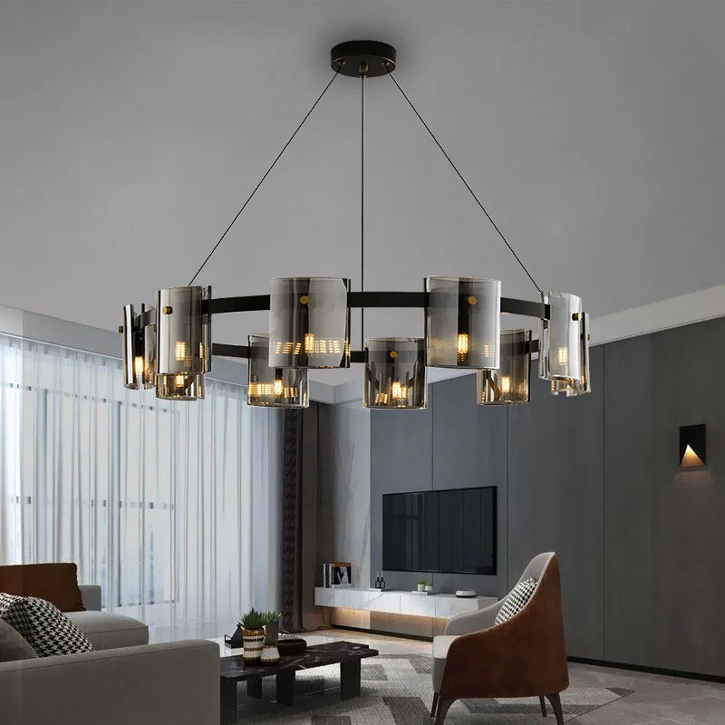 Modern smoked glass chandelier for elegant décor