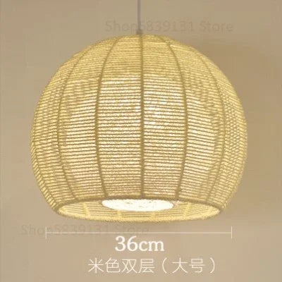 Modern Nordic LED pendant light in iron and hemp rope - vue 13 sur 14