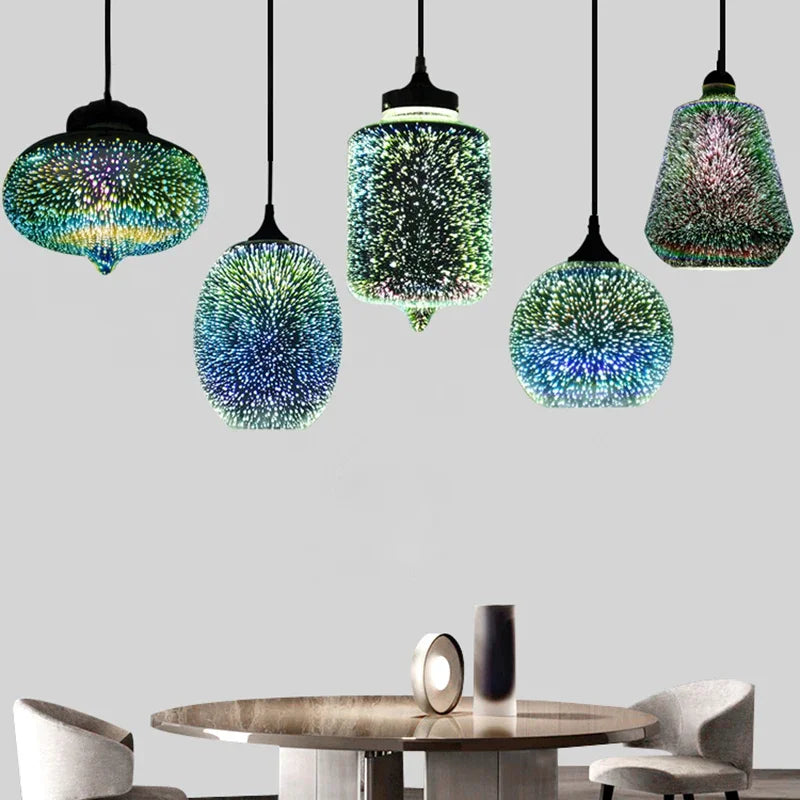 Coloured glass pendant light for modern and festive decoration