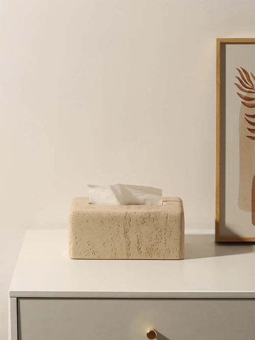 modern marble tissue box elegant and lightweight design - vue 6 sur 6