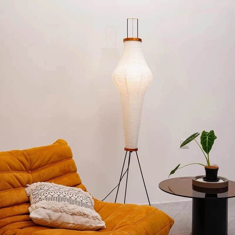 Japanese design rice paper floor lamp for modern interior - vue 5 sur 7