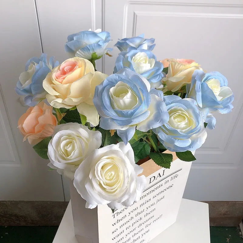 Gradient artificial rose for fairy theme party decoration