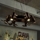Vintage industrial chandelier with 6 heads for commercial spaces