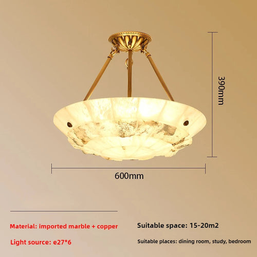 Minimalist copper and marble chandelier modern design - vue 11 sur 10