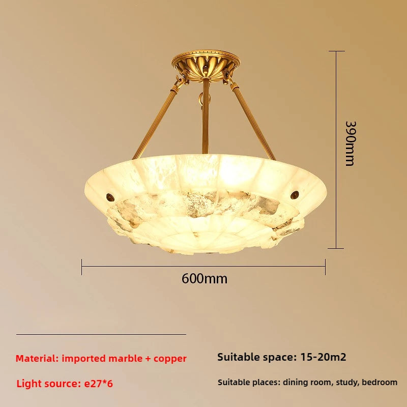 Minimalist copper and marble chandelier modern design - vue 10 sur 10