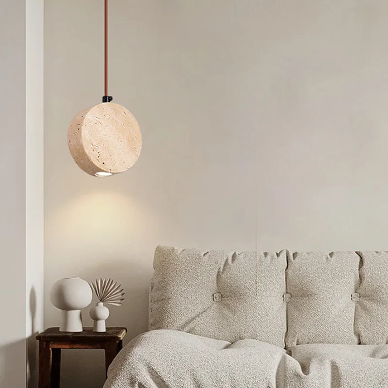 Vintage chandelier with natural stone bell shade