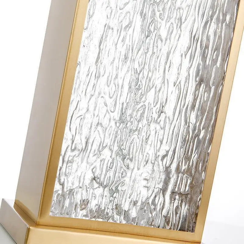 Modern glass table lamp with decorative gold frame - vue 5 sur 7