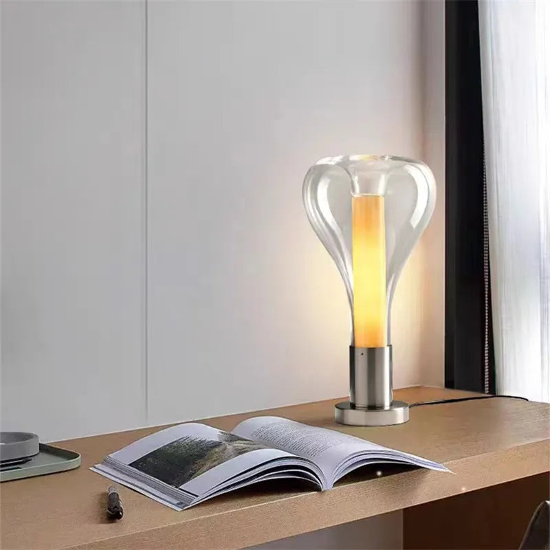Minimalist nordic style silver glass table lamp