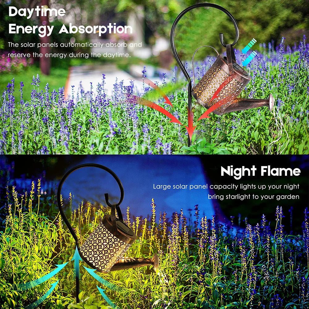 Hanging solar watering can light