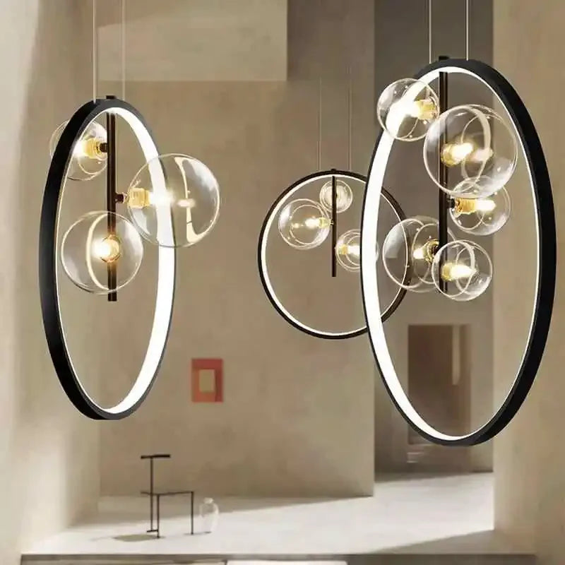 Modern bubble glass pendant light for restaurants and interior decor