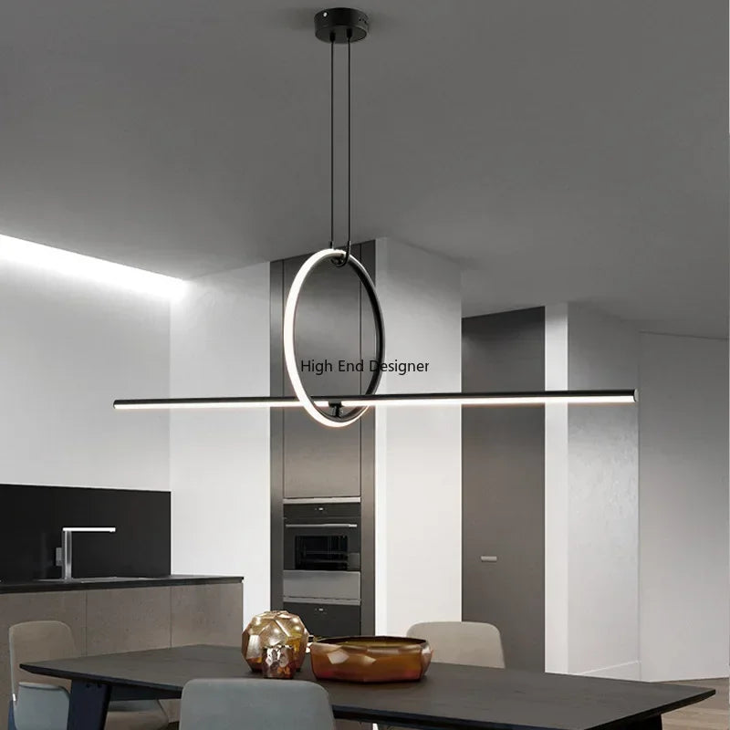 Modern minimalist LED pendant light with remote control for indoor use