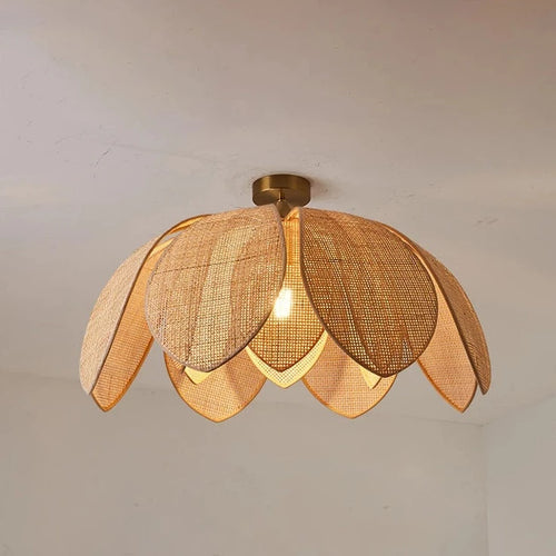 Japanese rattan petal pendant light - vue 3 sur 12