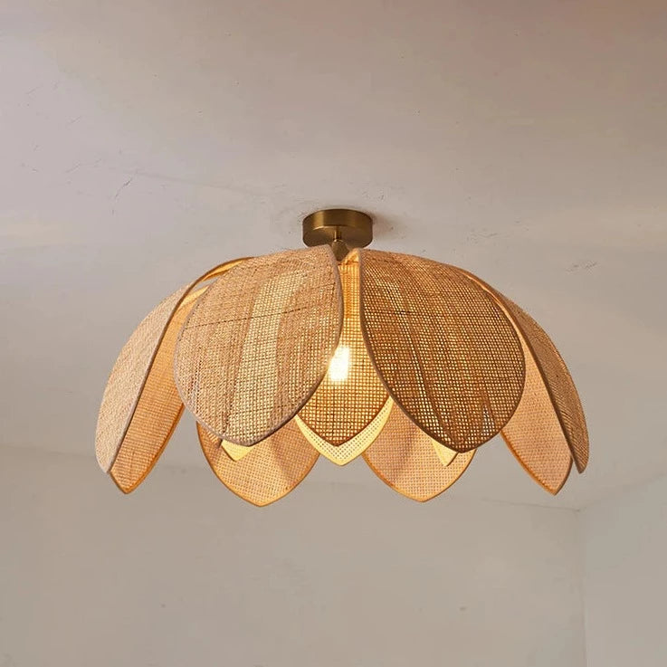 Japanese rattan petal pendant light - vue 3 sur 12