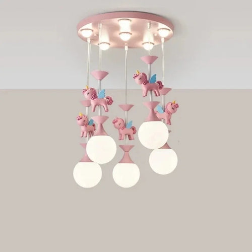 Modern LED carousel chandelier for children's princess room - vue 7 sur 12