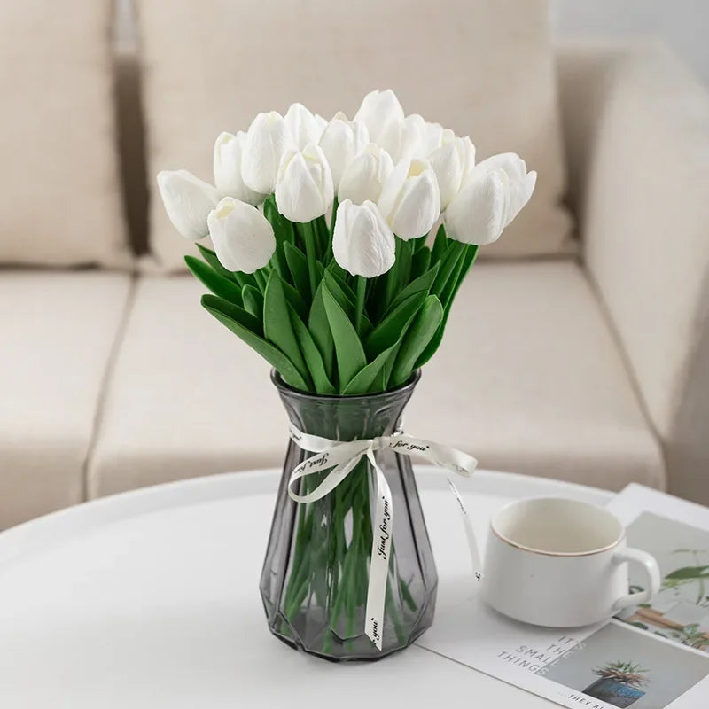 Luxury artificial tulip bouquet for interior decoration and weddings - vue 5 sur 17