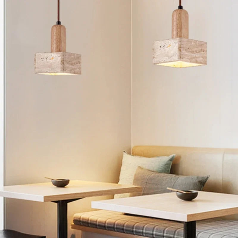 Solid wood pendant light for creative retro interior decor - vue 3 sur 7