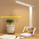 Foldable LED table lamp with stepless touch dimming, USB rechargeable, for reading and bedside