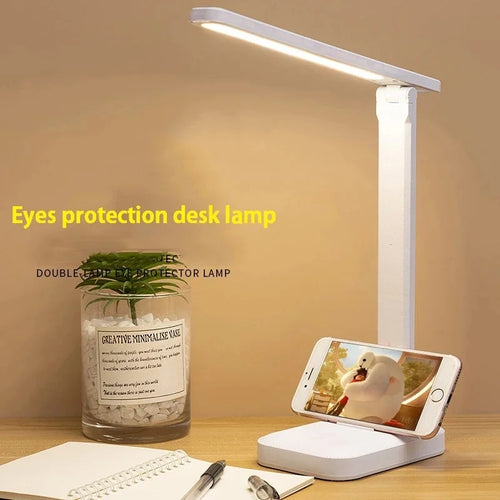 Foldable LED table lamp with stepless touch dimming, USB rechargeable, for reading and bedside - vue 2 sur 8