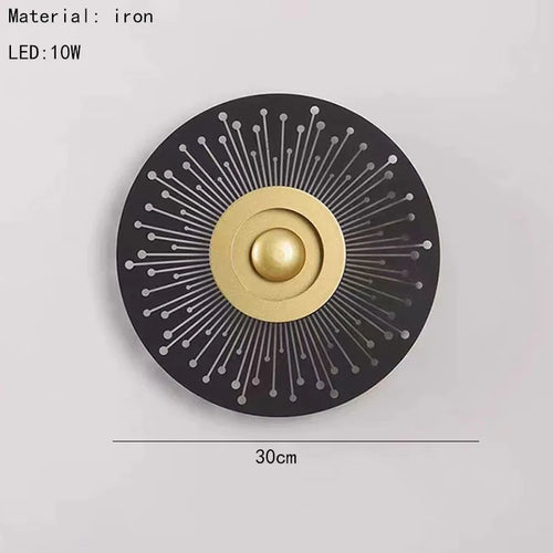 Round art deco LED wall light for a warm atmosphere - vue 11 sur 12