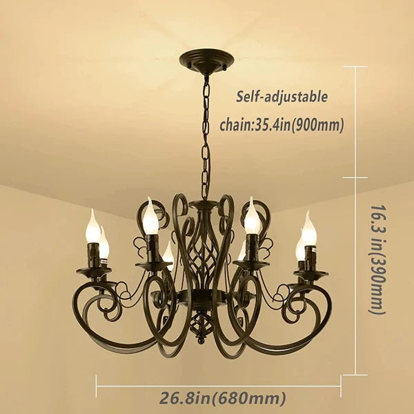 lustre vintage en fer forgé suspension métallique suspendue - vue 8 sur 8