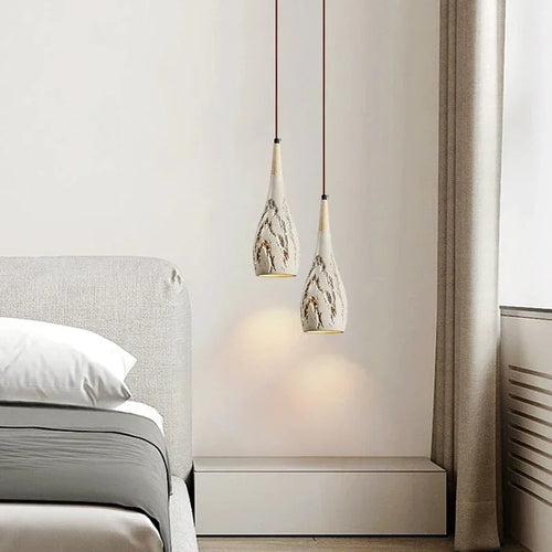 Wabi-sabi cement and travertine pendant light for interior decoration - vue 3 sur 14