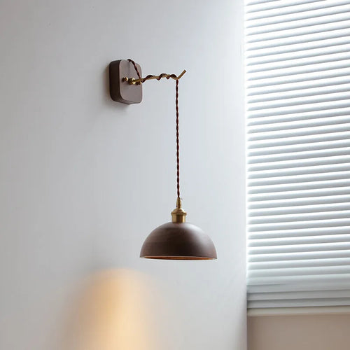 Modern nordic walnut wood LED wall light wabi-sabi - vue 5 sur 21