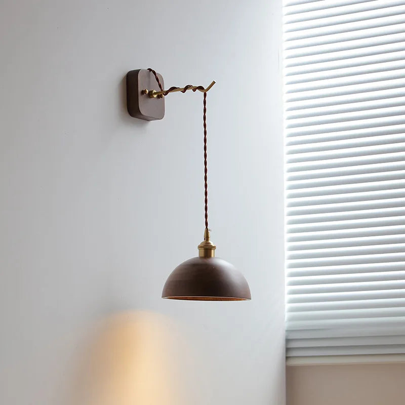 Modern nordic walnut wood LED wall light wabi-sabi - vue 4 sur 21