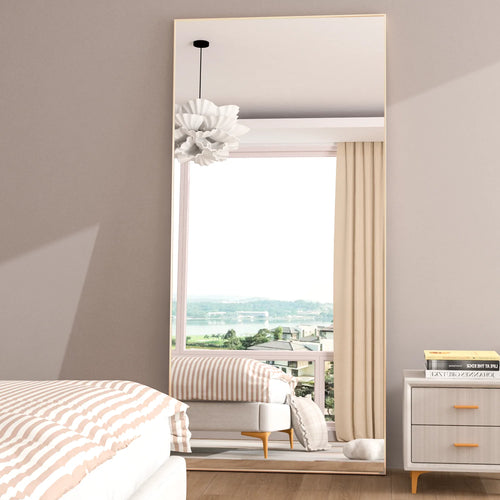 CASSILANDO Full Length Mirror 65" * 24", Floor Standing Mirror, Black Metal Frame Mirror， Full Body Mirror - vue 9 sur 8