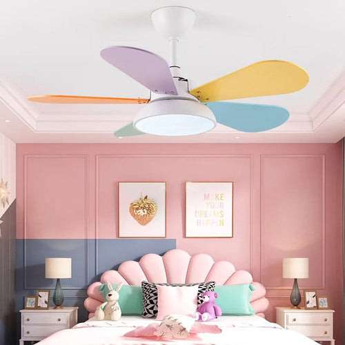 Modern LED ceiling fan pendant with remote control - vue 3 sur 8