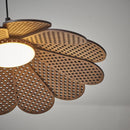 Korean wood petal-shaped pendant light with adjustable cord