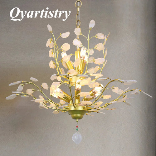 Natural agate LED chandelier ideal for romantic décor - vue 2 sur 15