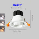Integrated zoom dimmable recessed spot 15-60 degrees COB