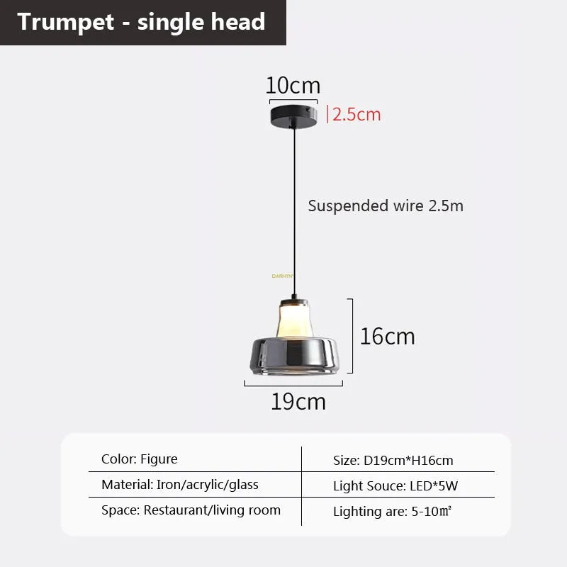 Multi-head glass pendant light for modern interiors - vue 15 sur 23