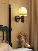 Wooden wall lamp with plug and retro decorative lighting